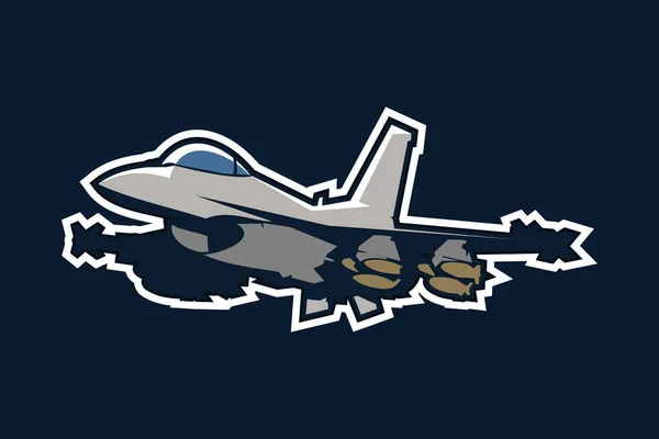 Amerikan Soğuk Savaş Gizlilik Uçağı Vektör Çizimi Basit Uçak Logosu — Stok Vektör