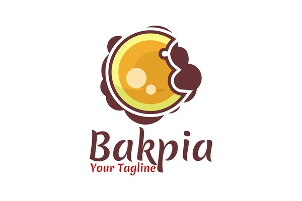 Bakpia Bean Filled Moon Cake Pastry Logo Design Simple Bakpia — 图库矢量图片