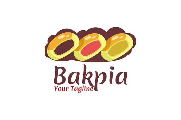 Bakpia Bean Filled Moon Cake Pastry Logo Design Simple Bakpia — 图库矢量图片