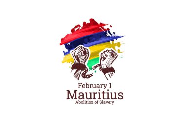 1 Şubat. Mauritius 'un Köleliğinin Kaldırılması. Vektör çizimi. Tebrik kartı, poster ve afiş için uygun.