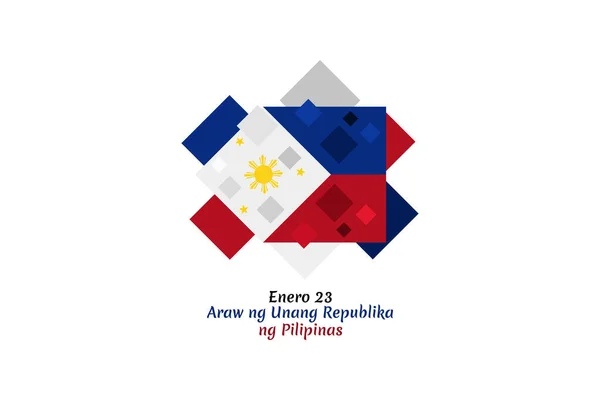 Traduction Janvier Jour Première République Des Philippines Illustration Vectorielle Convient — Image vectorielle