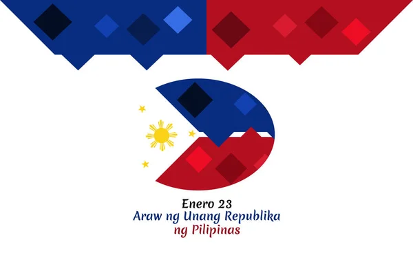 Traduction Janvier Jour Première République Des Philippines Illustration Vectorielle Convient — Image vectorielle