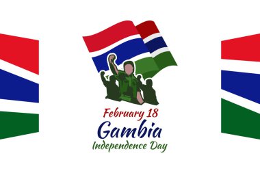 18 Şubat, Gambiya 'nın Bağımsızlık Günü. Tebrik kartı, poster ve afiş için uygun 