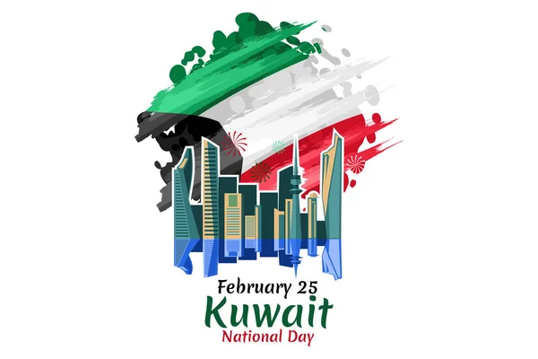 Fevereiro Dia Independência Ilustração Vetorial Kuwait Adequado Para Cartão Saudação — Vetor de Stock