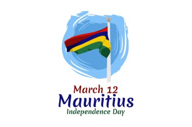 Mauritius vektör illüstrasyonunun 12 Mart Bağımsızlık Günü. Tebrik kartı, poster ve afiş için uygun.