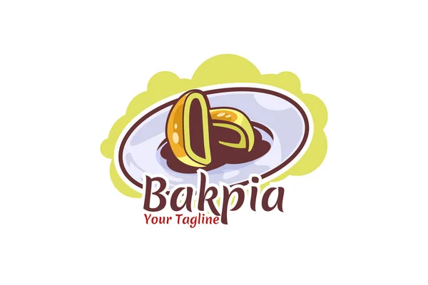 Bakpia Bean Filled Moon Cake Pastry Logo Design Simple Bakpia — 图库矢量图片