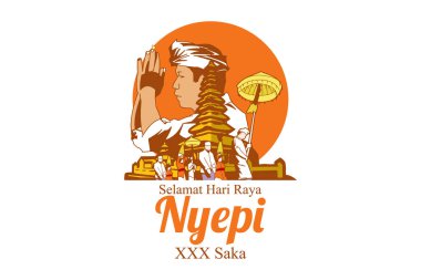 Endonezyaca çeviri: Mutlu Nyepi Günleri, Vektör İllüstrasyonu. Tebrik kartı, poster ve afiş için uygun 
