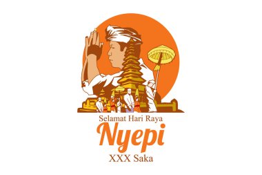 Indonesian translate: Happy Nyepi Day, Vector Illustration. Suitable for greeting card, poster and banner  clipart
