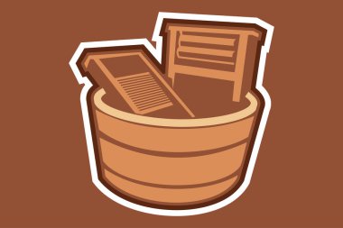 Basit çamaşır makinesi vektör çizimi. Kumaş yıkama için vektör banyo ekipmanı.