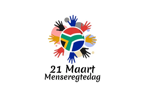 Översättning Mars Människorättsdagen Mänskliga Rättigheter Dag Menseregtedag National Dag Sydafrika — Stock vektor