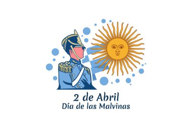 Çeviri: 2 Nisan, Malvinas Günü. Vektör çizimi. Tebrik kartı, poster ve afiş için uygun.