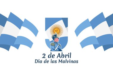 Çeviri: 2 Nisan, Malvinas Günü. Vektör çizimi. Tebrik kartı, poster ve afiş için uygun.