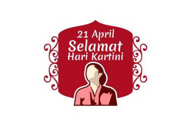 Tercümesi: 21 Nisan, Mutlu Kartini Günü. Vektör İllüstrasyonu. Tebrik kartı, poster ve afiş için uygun. 