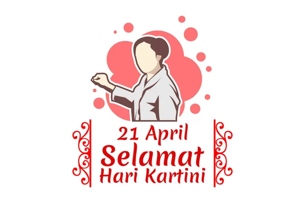 Tłumaczenie Kwietnia Szczęśliwego Dnia Kartini Ilustracja Wektora Nadaje Się Kartki — Wektor stockowy