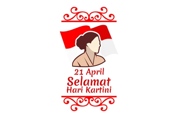 Terjemahan April Selamat Hari Kartini Vector Illustration Cocok Untuk Kartu - Stok Vektor