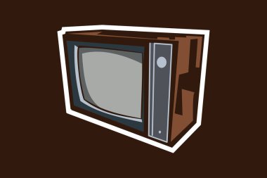 Tv Simgesi. Arka planda izole edilmiş modaya uygun eski televizyon simgesi. Basit televizyon ikonu Vektör illüstrasyonu, EPS10. - Vektör