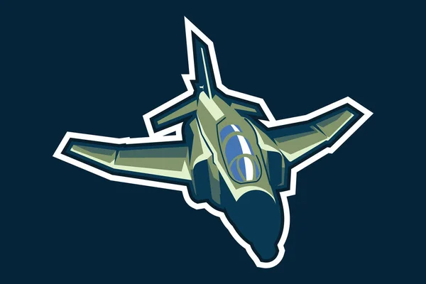 American Cold War Supersonic Fighter Plane Vector Illustration Inglés Logotipo — Vector de stock