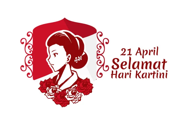 Översättning April Happy Kartini Day Vektorillustration Lämplig För Gratulationskort Affisch — Stock vektor
