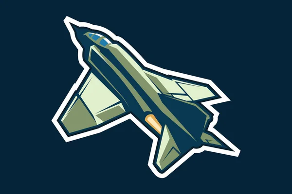 American Cold War Supersonic Fighter Plane Vector Illustration Inglés Logotipo — Vector de stock