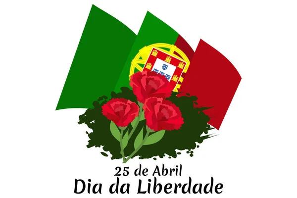 Translation April Freedom Day Portugal National Day Portugal Vector Illustration — Stock Vector