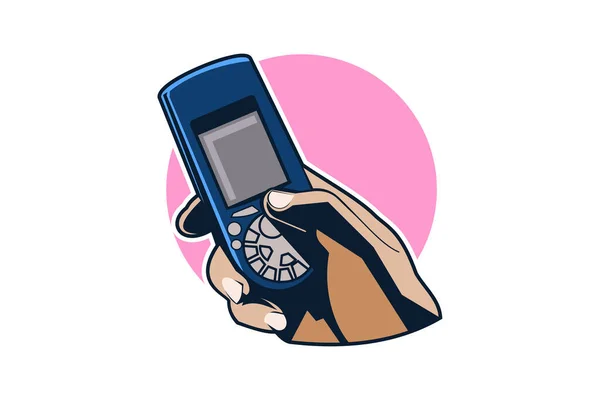 Téléphone Intelligent Téléphone Portable Avec Symbole Main Autocollant Logo Conception — Image vectorielle