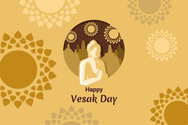 Vesak günün kutlu olsun. Vesak veya Waisak gündüz vektör çizimi. Tebrik kartı, poster ve afiş için uygun 