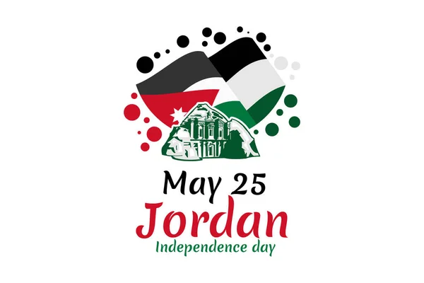 Mayo Reino Jordania Día Independencia Vector Ilustración Adecuado Para Tarjeta — Vector de stock