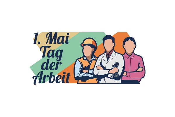 Çeviri Mayıs Şçi Bayramı Şçi Bayramı Etiket Der Arbeit Vektör — Stok Vektör