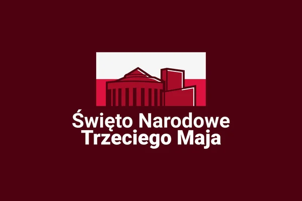 Tłumaczenie Trzeciego Maja Narodowy Dzień Szczęśliwego Narodowego Dnia Polski Wektor — Wektor stockowy