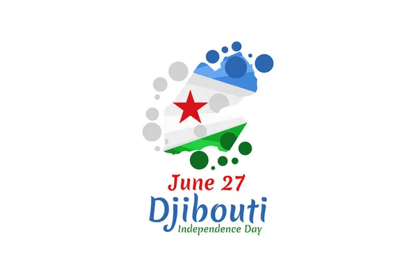 Cibuti Vektör Illüstrasyonunun Haziran Bağımsızlık Günü Tebrik Kartı Poster Afiş — Stok Vektör