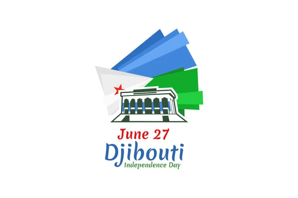 Junho Dia Independência Ilustração Vetorial Djibuti Adequado Para Cartão Saudação — Vetor de Stock