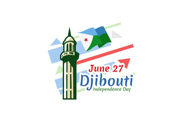 Junho Dia Independência Ilustração Vetorial Djibuti Adequado Para Cartão Saudação — Vetor de Stock