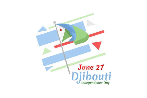 Junio Día Independencia Yibuti Vector Ilustración Adecuado Para Tarjeta Felicitación — Vector de stock