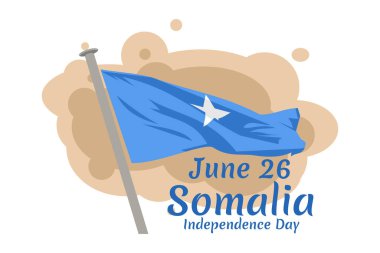 26 Haziran, Somali vektör illüstrasyonunun bağımsızlık günü. Tebrik kartı, poster ve afiş için uygun 
