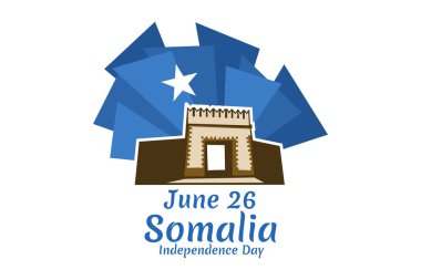 26 Haziran, Somali vektör illüstrasyonunun bağımsızlık günü. Tebrik kartı, poster ve afiş için uygun 