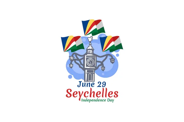 Giugno Seychelles Independence Day Illustrazione Vettoriale Adatto Biglietto Auguri Poster — Vettoriale Stock
