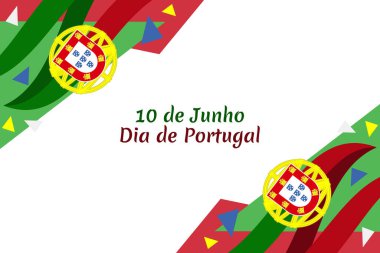 Çeviri: 10 Haziran, Portekiz Günü. Ulusal Portekiz Vektör İllüstrasyonu Günü. Tebrik kartı, poster ve afiş için uygun.