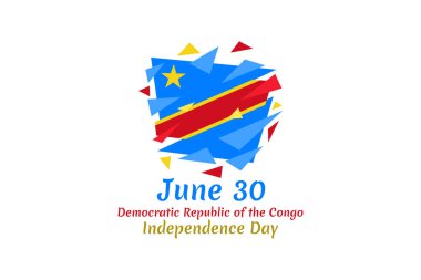 30 Haziran, Demokratik Kongo Cumhuriyeti Bağımsızlık Günü. Tebrik kartı, poster ve afiş için uygun.