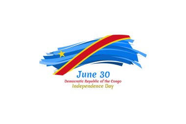 30 Haziran, Demokratik Kongo Cumhuriyeti Bağımsızlık Günü. Tebrik kartı, poster ve afiş için uygun.