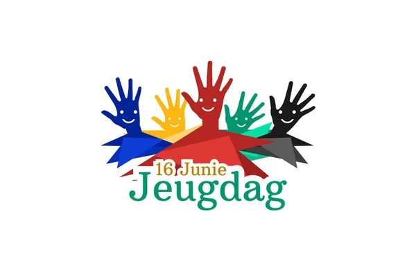Μετάφραση Ιουνίου Ημέρα Νεότητας Ημέρα Νεολαίας Jeugdag Εθνική Ημέρα Της — Διανυσματικό Αρχείο