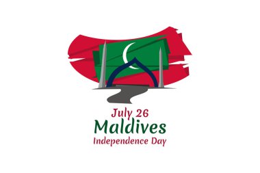 26 Temmuz, Maldivler 'in Bağımsızlık Günü. Tebrik kartı, poster ve afiş için uygun.