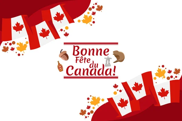 Traduci Felice Canada Day Felice Canada Day Fte Canada Maple — Vettoriale Stock