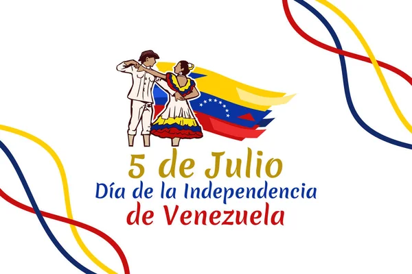 Přeložit Července Den Nezávislosti Den Nezávislosti Dia Autonomencia Venezuelského Vektorového — Stockový vektor
