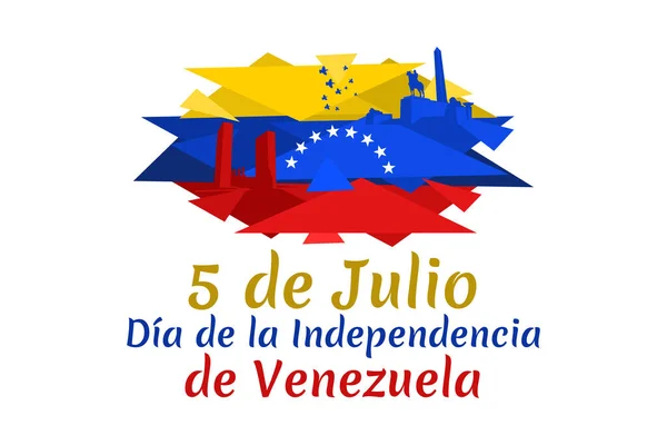 Vertalen Juli Onafhankelijkheidsdag Onafhankelijkheidsdag Dia Independent Van Venezuela Vector Illustratie — Stockvector