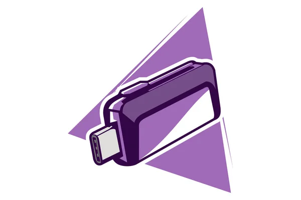 Απλό Usb Flash Drive Απομονωμένο Λευκό Φόντο Απομόνωση Διάταξης Αποθήκευσης — Διανυσματικό Αρχείο
