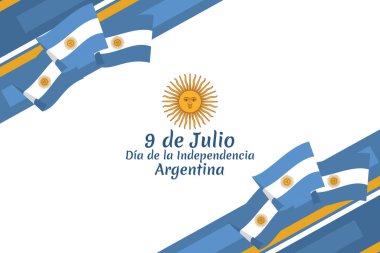 Çeviri: 9 Temmuz, Arjantin vektör illüstrasyonunun bağımsızlık günü. Tebrik kartı, poster ve afiş için uygun 