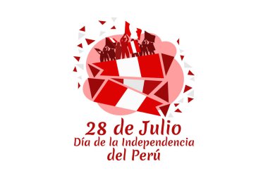 Çeviri: 28 Temmuz, Peru vektör illüstrasyonunun Bağımsızlık Günü (dia de la dependencia). Tebrik kartı, poster ve afiş için uygun. 