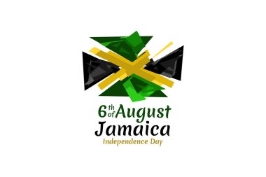 6 Ağustos, Jamaika vektör illüstrasyonunun bağımsızlık günü. Tebrik kartı, poster ve afiş için uygun. 