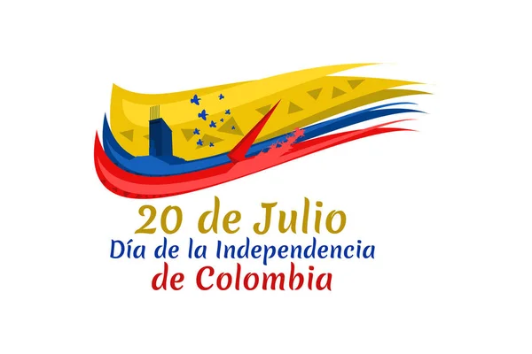 Přeložit Července Den Nezávislosti Dia Autonomencia Kolumbijského Vektorového Ilustrace Vhodné — Stockový vektor