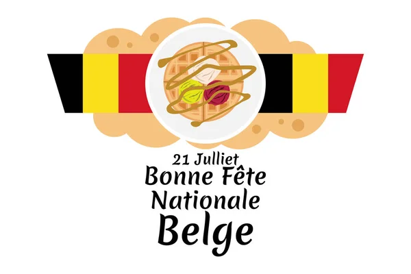 Traducir Julio Feliz Día Nacional Feliz Día Nacional Bélgica Fte — Vector de stock